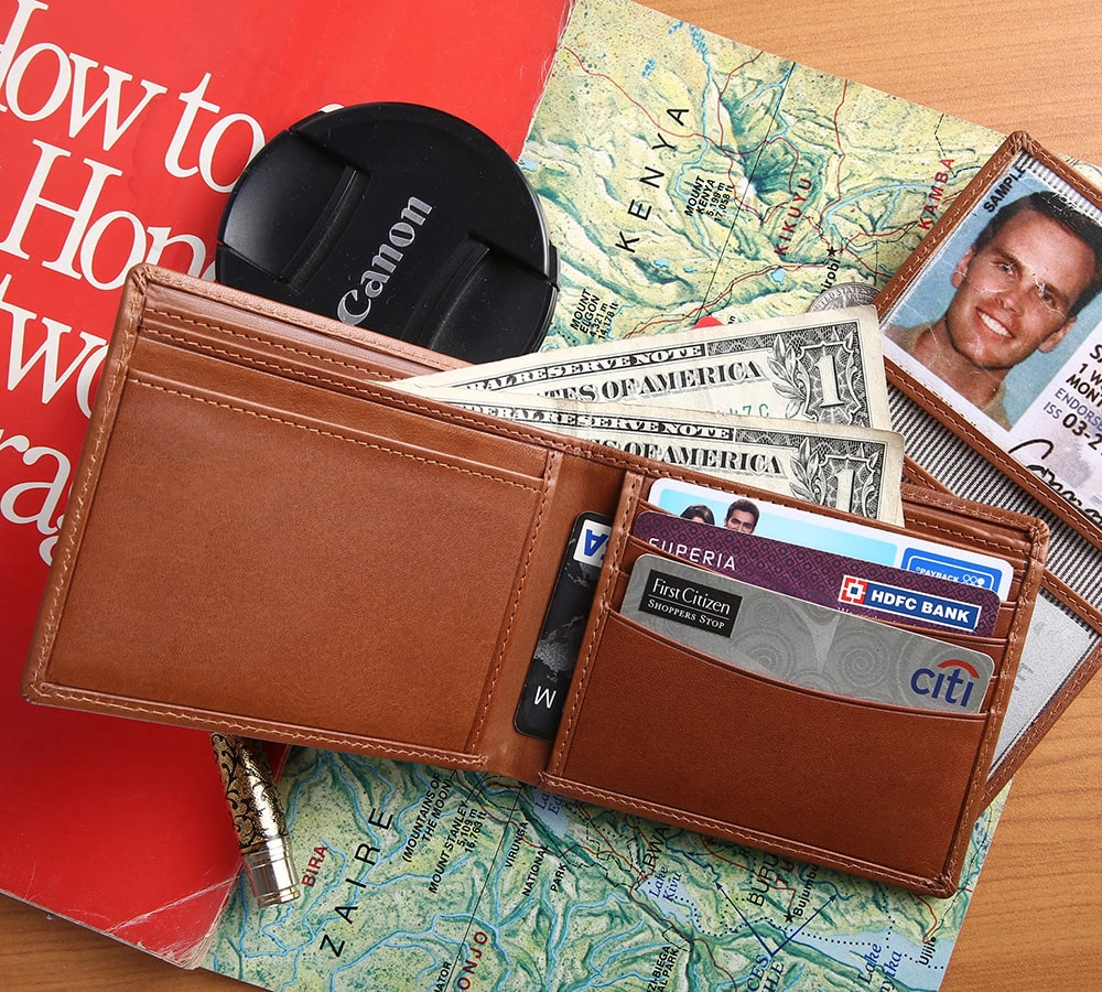 Vegetable Tanned Genuine Leather Wallet for Men – RFID Safe Bifold Wallet with Coin Pocket - EG-MLW-788-CW-FG-VT-YS-BLACK 1