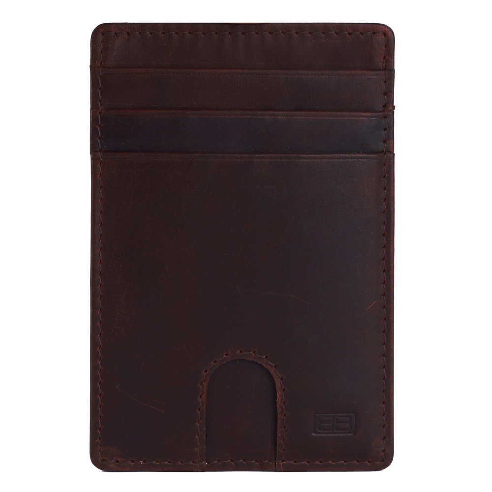 Genuine Leather Slim Wallet Nappa Black Stylish Minimalist Front Pocket Wallet RFID Blocking Slim Credit ATM Card Holder Smart Slim Wallet for Men Daily Use (Copy) - Image 6