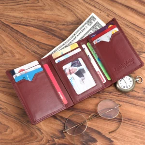 Genuine Leather Trifold Wallet for Men RFID Card Holder Gift Wallet