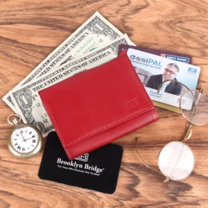 Slim Genuine Leather RFID Card Holder Wallet for Men & Women - Compact Travel Money Organizer - EG-CH-790-CW-FG-NL-YS-RED 1