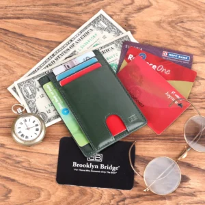 Genuine Leather Card Holder for Men – Slim RFID Blocking Wallet, Minimal Front Pocket Design