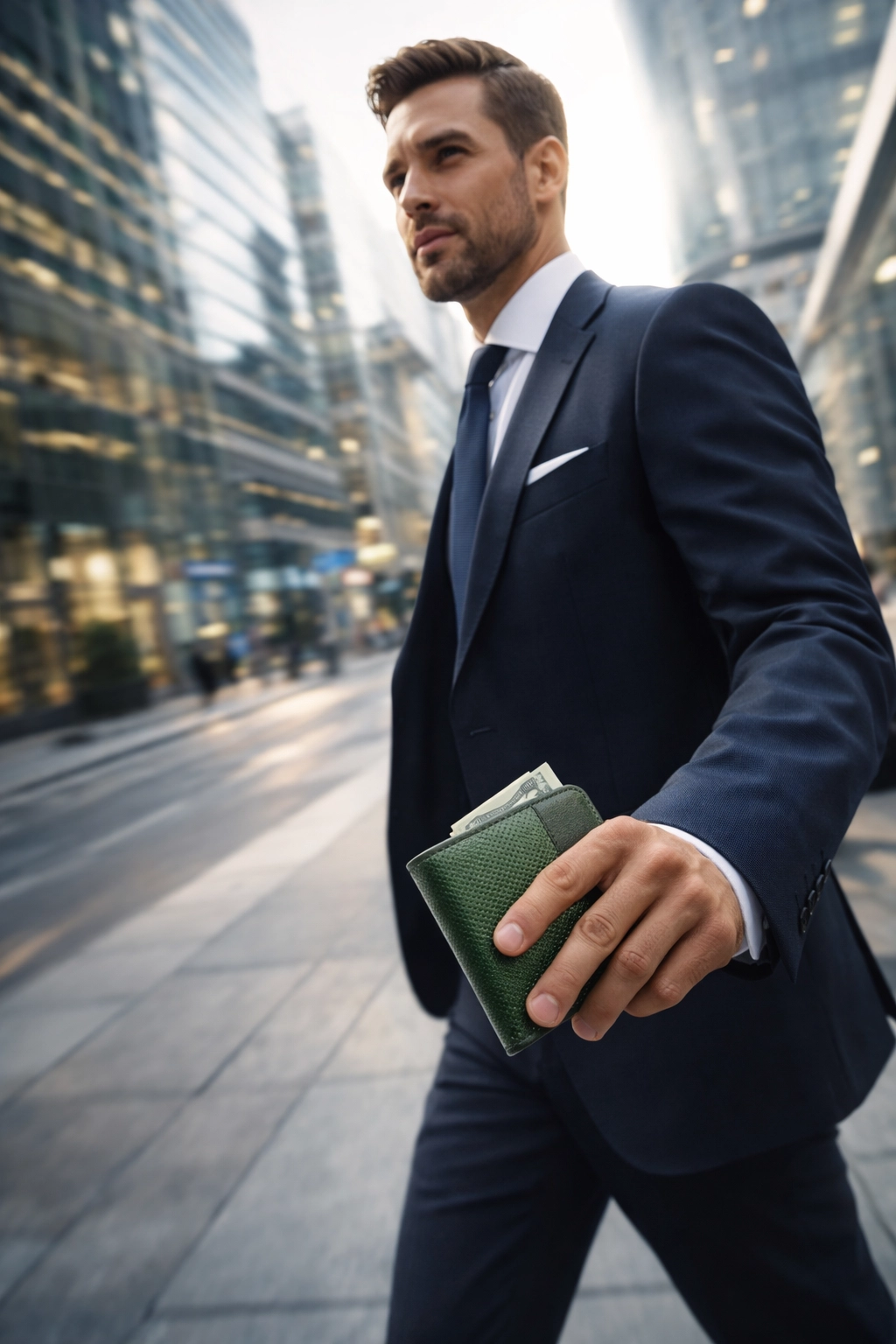 Premium Genuine Leather Bifold Wallet for Men Held in Hand, Slim Brown Luxury Wallet Manufacturer in India, RFID Blocking Minimalist Bifold Wallet Lifestyle Image Premium Genuine Leather Bifold Wallet for Men Held in Hand, Slim Brown Luxury Wallet Manufacturer in India, RFID Blocking Minimalist Bifold Wallet Lifestyle Image