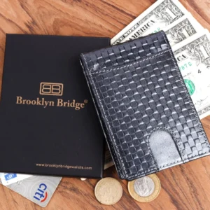 RFID Protected Leather Money Clip Wallet for Men