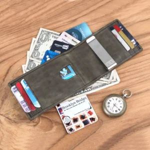 RFID Protected Slim Leather Money Clip Card Wallet