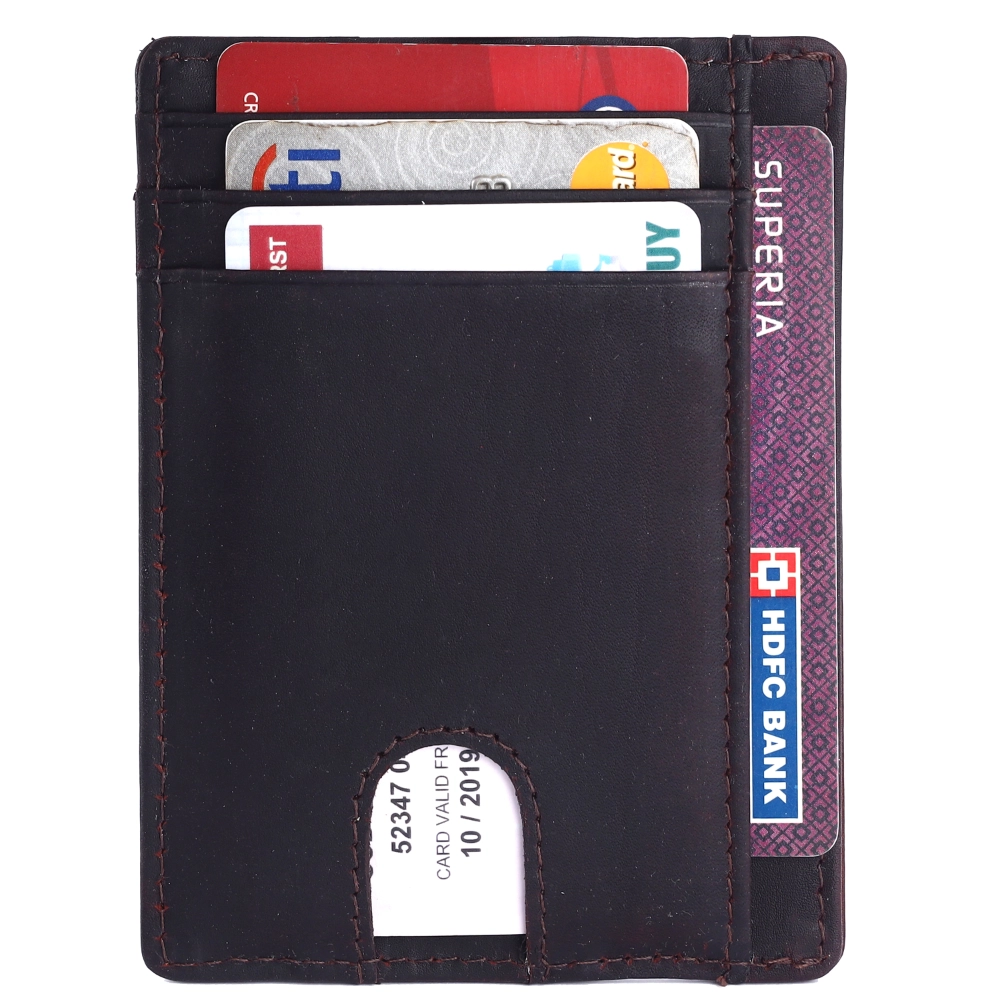 RFID Protected Leather Card Holder Wallet with Slim Design - Image 3