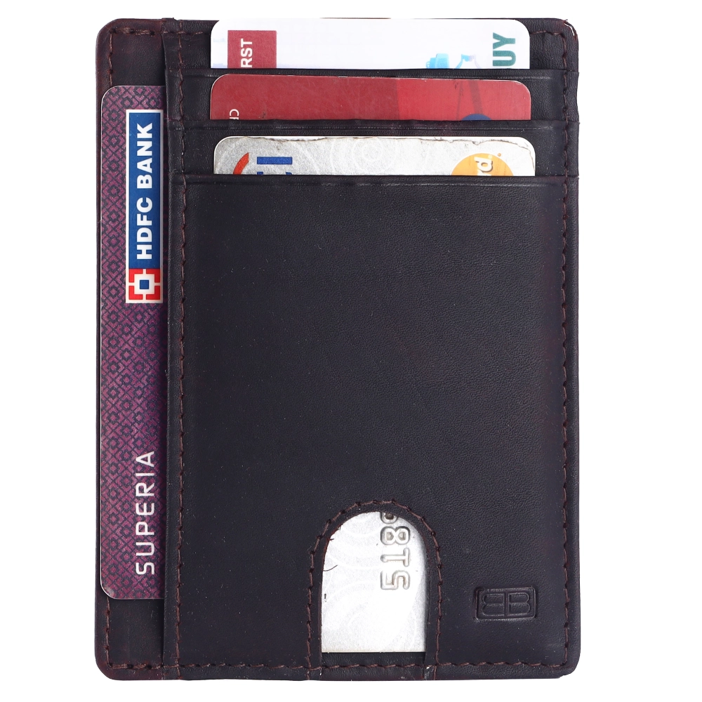 RFID Protected Leather Card Holder Wallet with Slim Design - Image 2