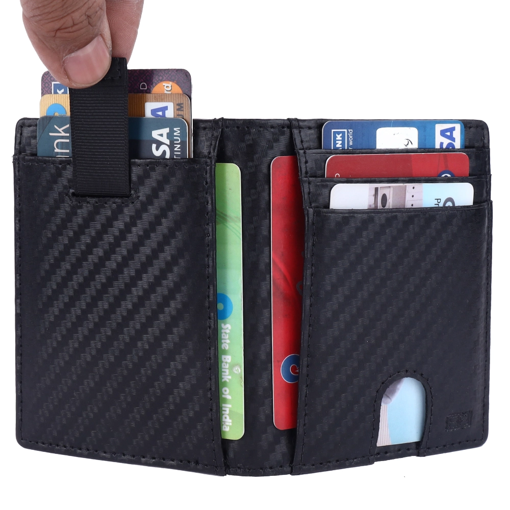 RFID Protected Pull Strap Leather Card Holder Wallet - Image 8