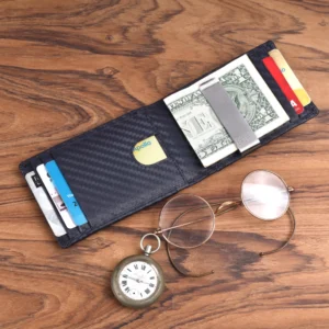 Slim RFID Blocking Money Clip Wallet for Men with ID Slot