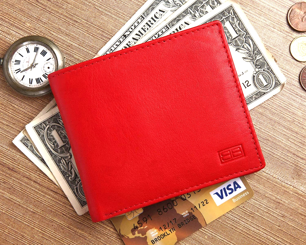 RFID Safe Men's Leather Wallet with ID Window & Cash