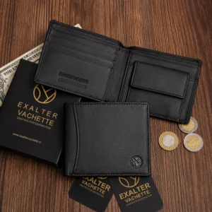 Genuine Leather RFID Safe Wallet for Men with Coin Pouch