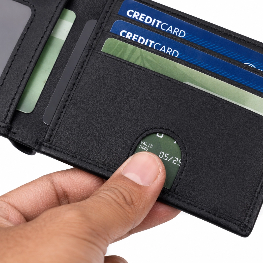 Slim RFID Protected Bifold Wallet with ID Window for Men - Image 12