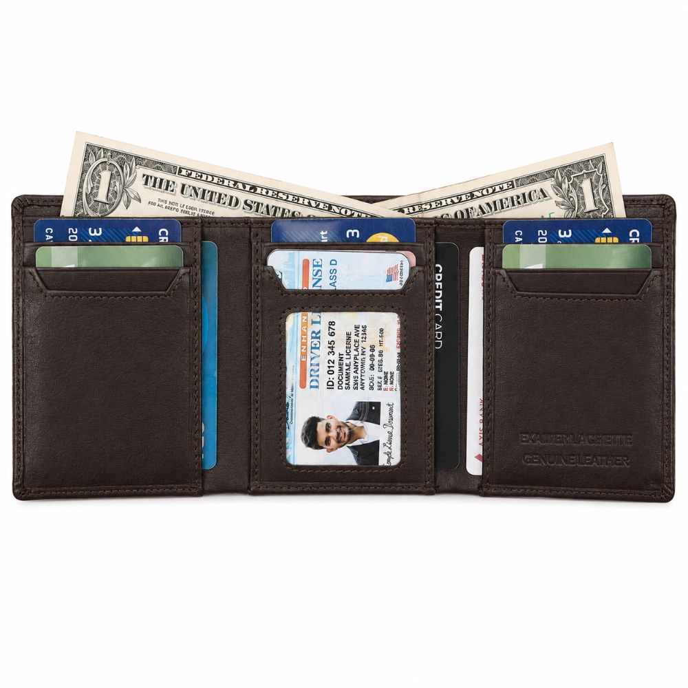 Secure RFID Protected Men's Trifold Wallet with Cash Slot - Image 6