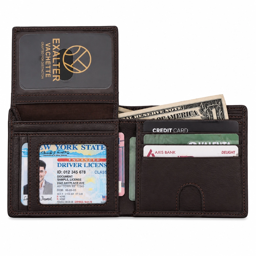 Slim RFID Protected Bifold Wallet with ID Window for Men - Image 4