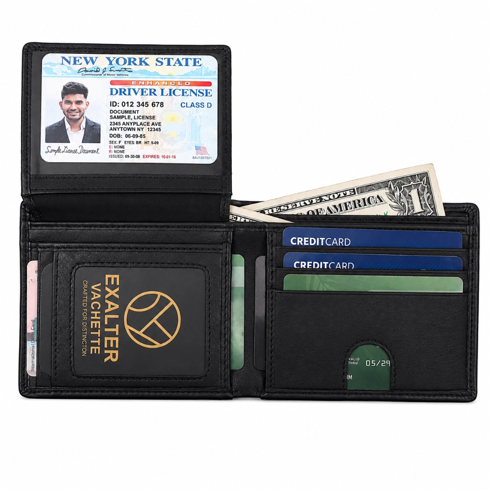 Slim RFID Protected Bifold Wallet with ID Window for Men - Image 9