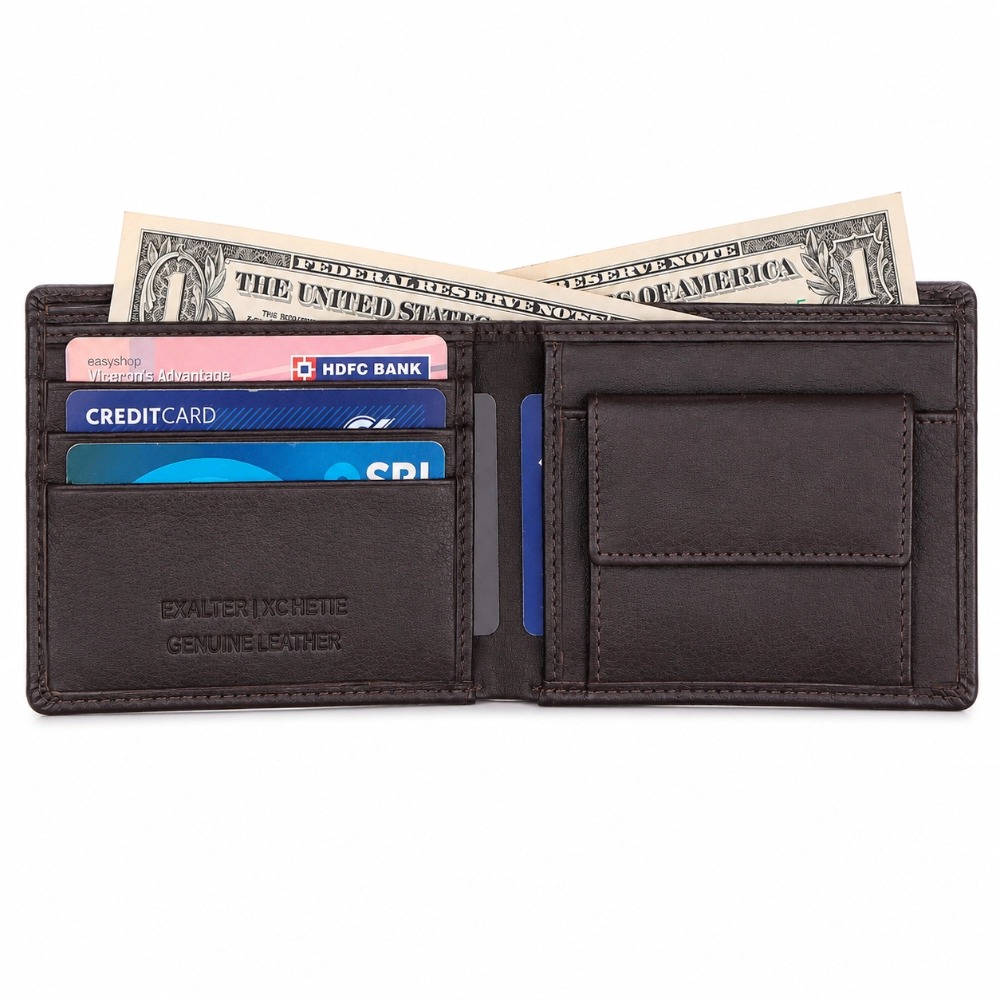 Genuine Leather RFID Safe Wallet for Men with Coin Pouch - Image 7