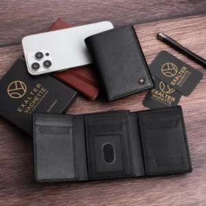 Secure RFID Protected Men's Trifold Wallet with Cash Slot