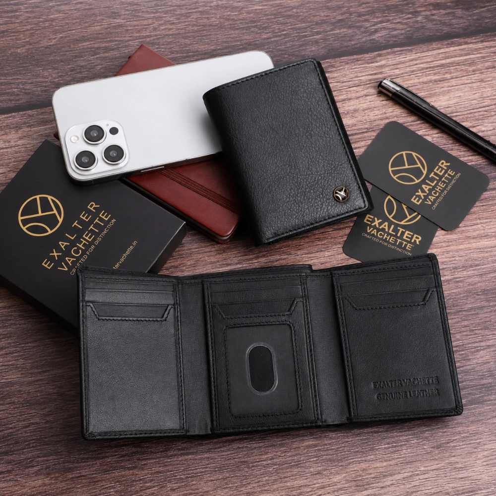 Secure RFID Protected Men's Trifold Wallet with Cash Slot