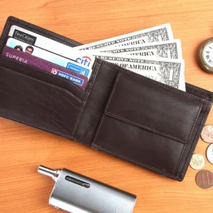 Men's RFID Safe Leather Wallet with Coin Pocket & Card Slots