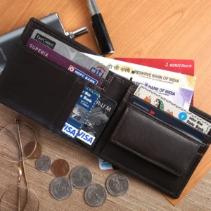 Men's RFID Protected Leather Bifold Wallet with Coin Slot