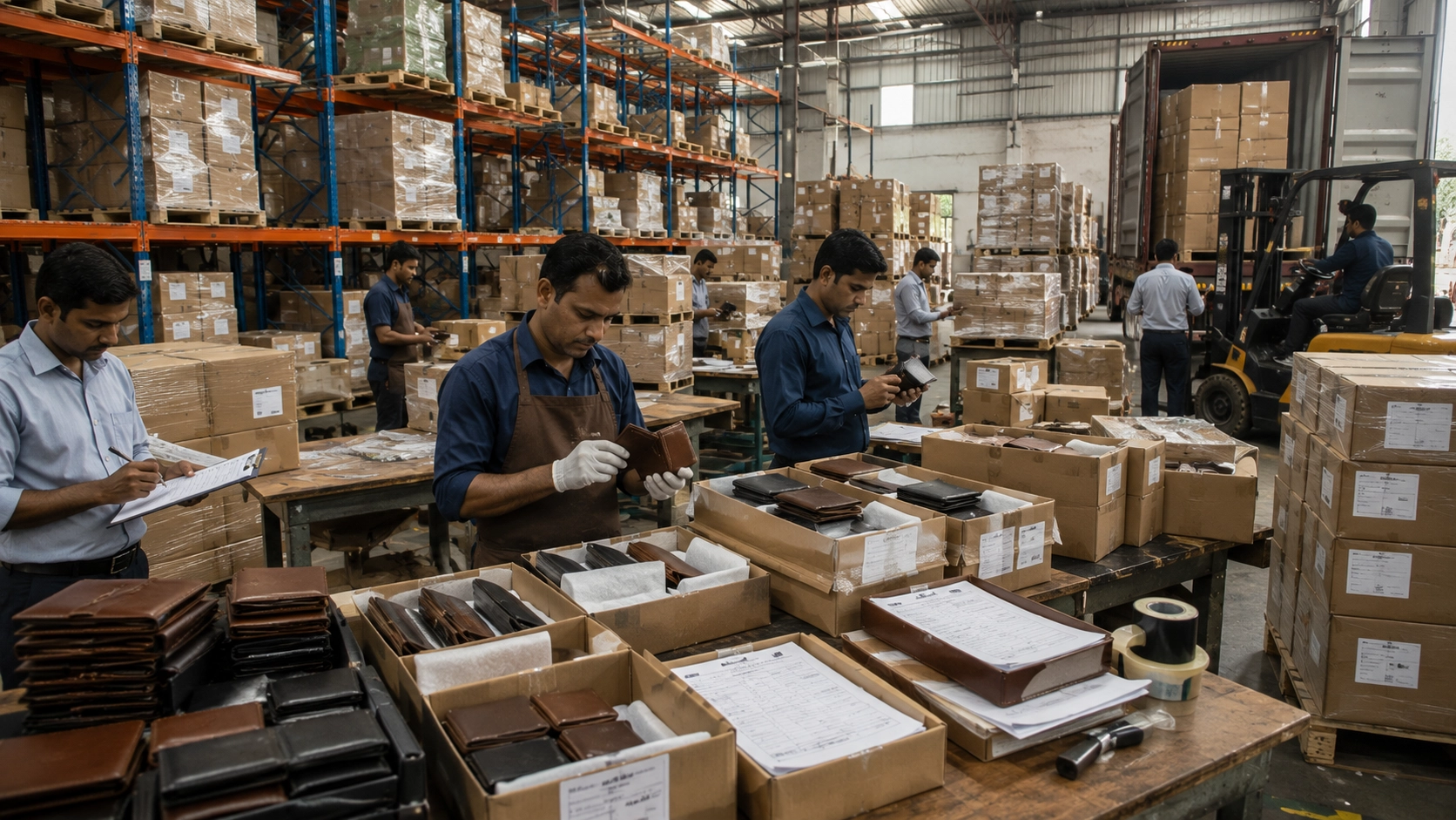 India leather wallet export packaging and international shipping preparation