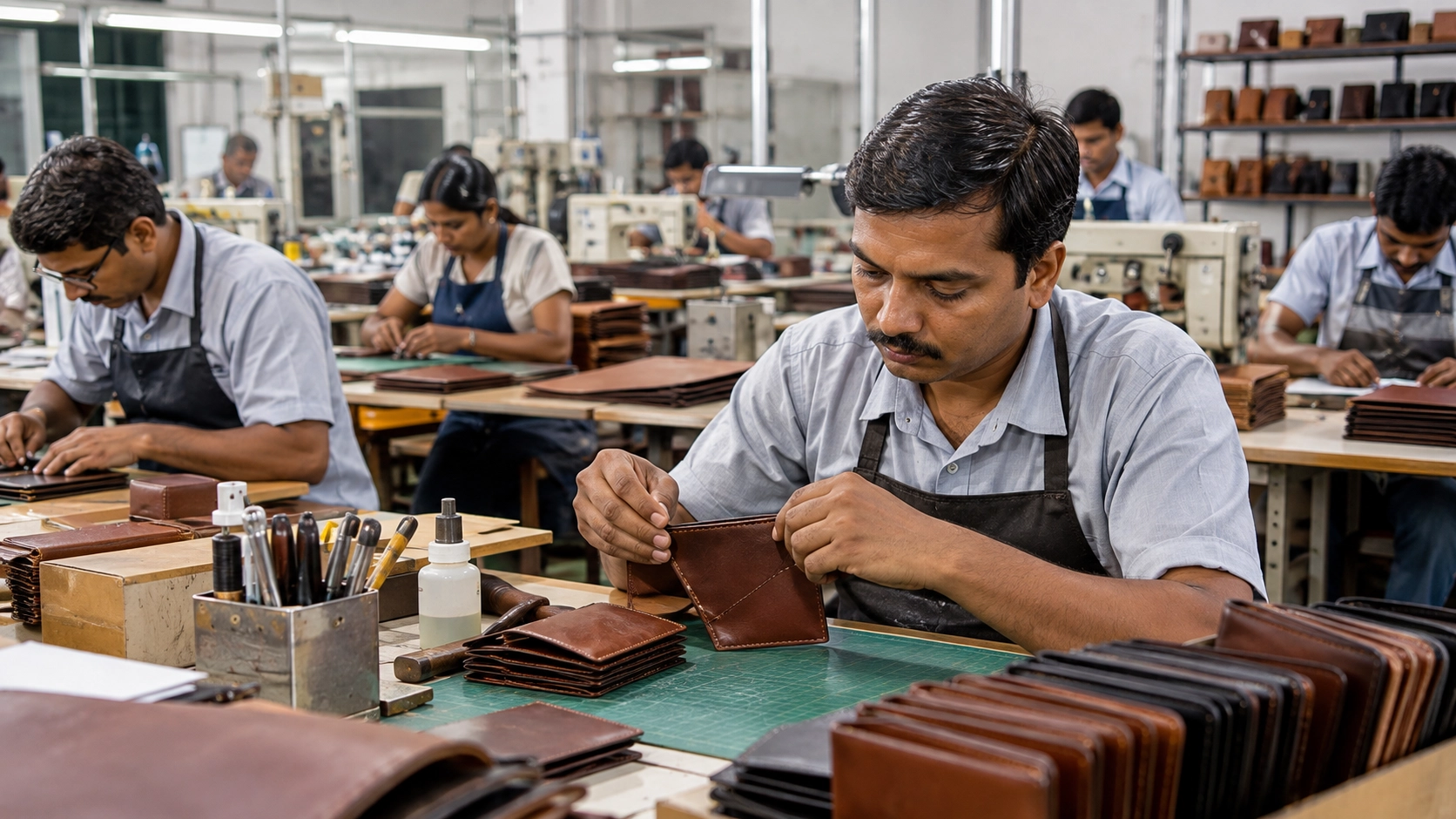 Indian leather wallet manufacturing and export facility Indian leather wallet manufacturing and export facility
