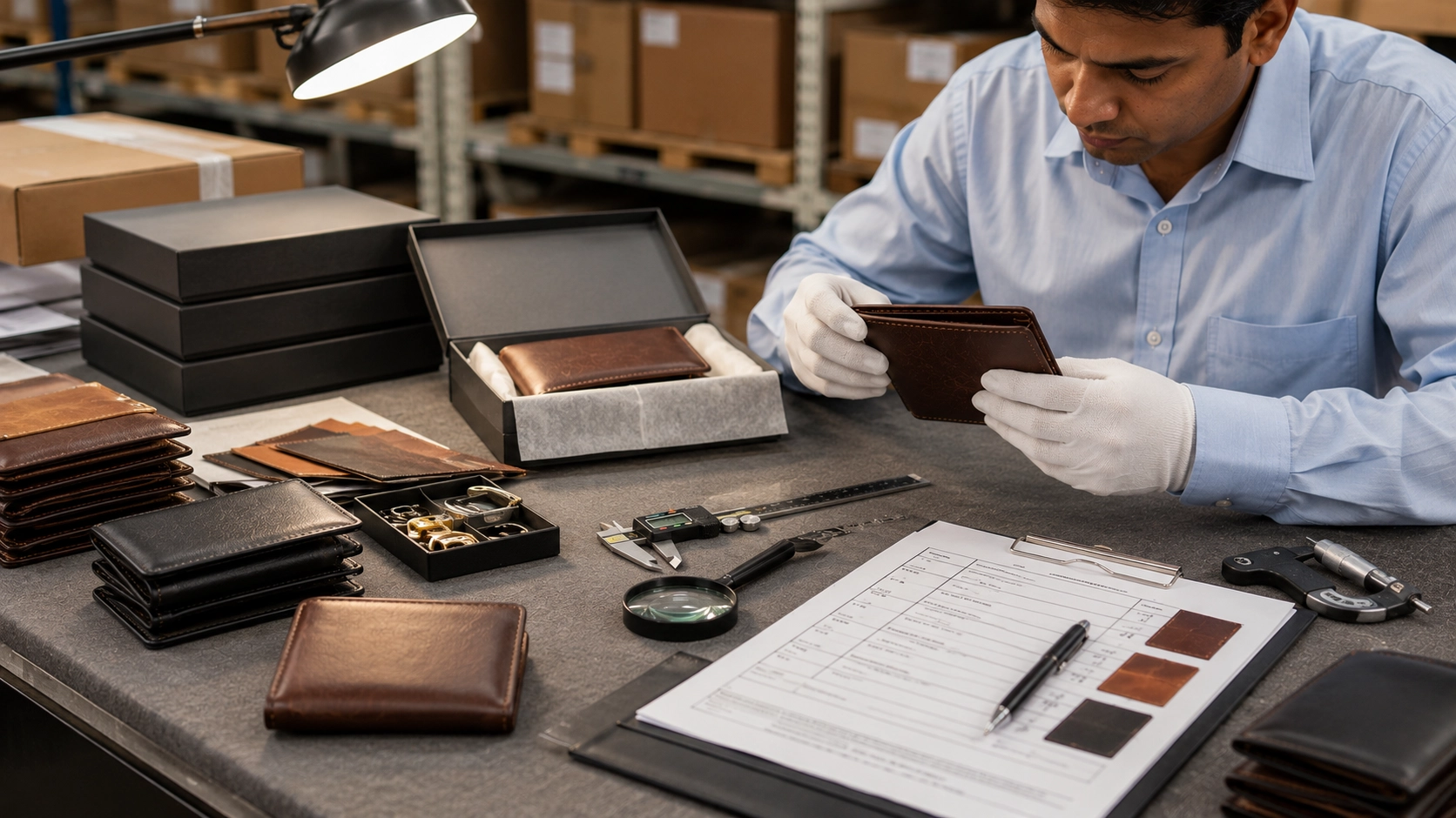 Leather wallet quality inspection for international export Leather wallet quality inspection for international export