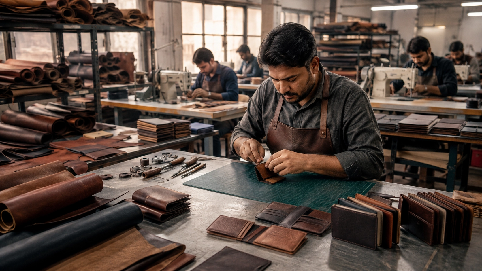 Professional leather wallet manufacturer in India producing export quality wallets for global brands Professional leather wallet manufacturer in India producing export quality wallets for global brands