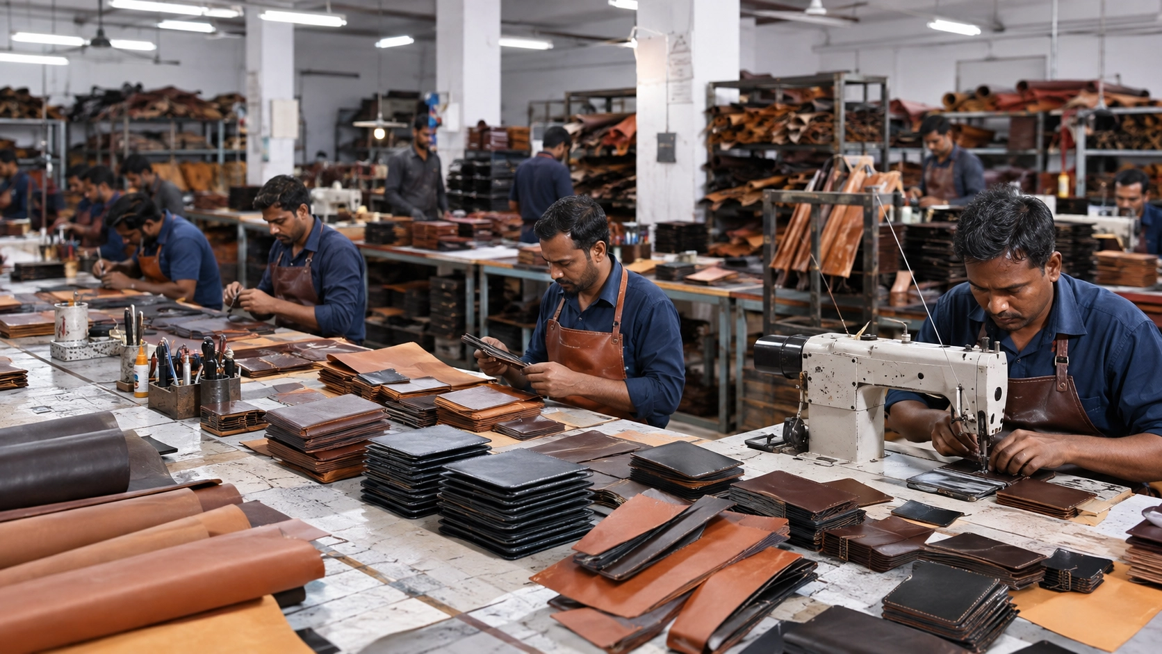 Leather wallet manufacturing facility in India for German B2B export