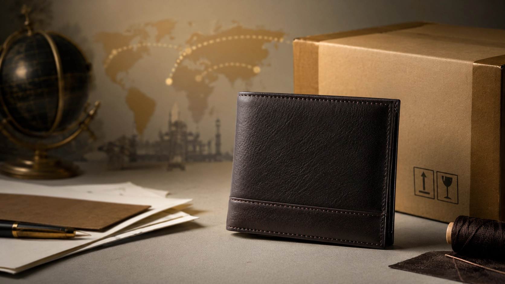 Premium leather wallet manufactured in India for export to the Netherlands