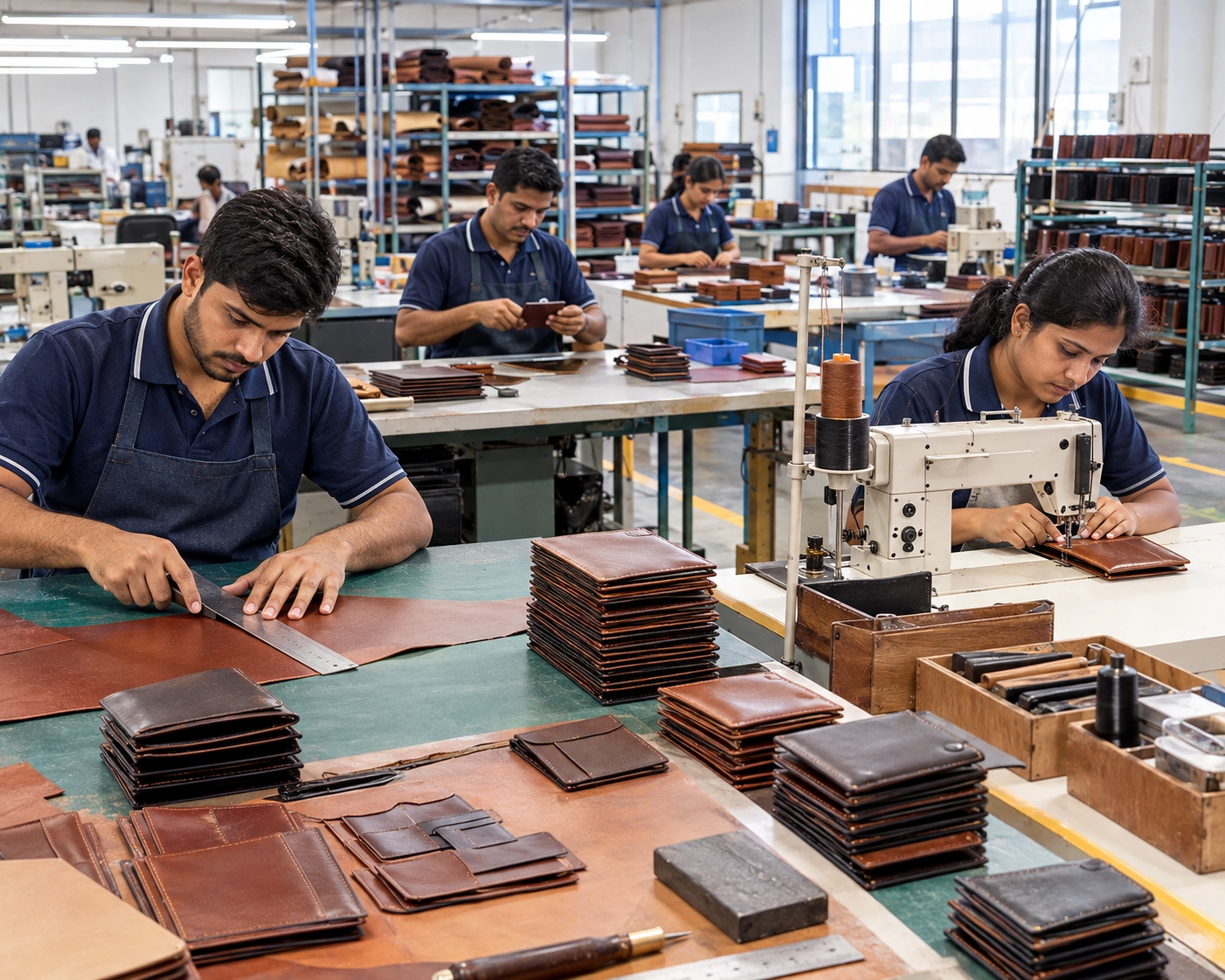 Indian leather wallet manufacturer producing premium export-quality wallets